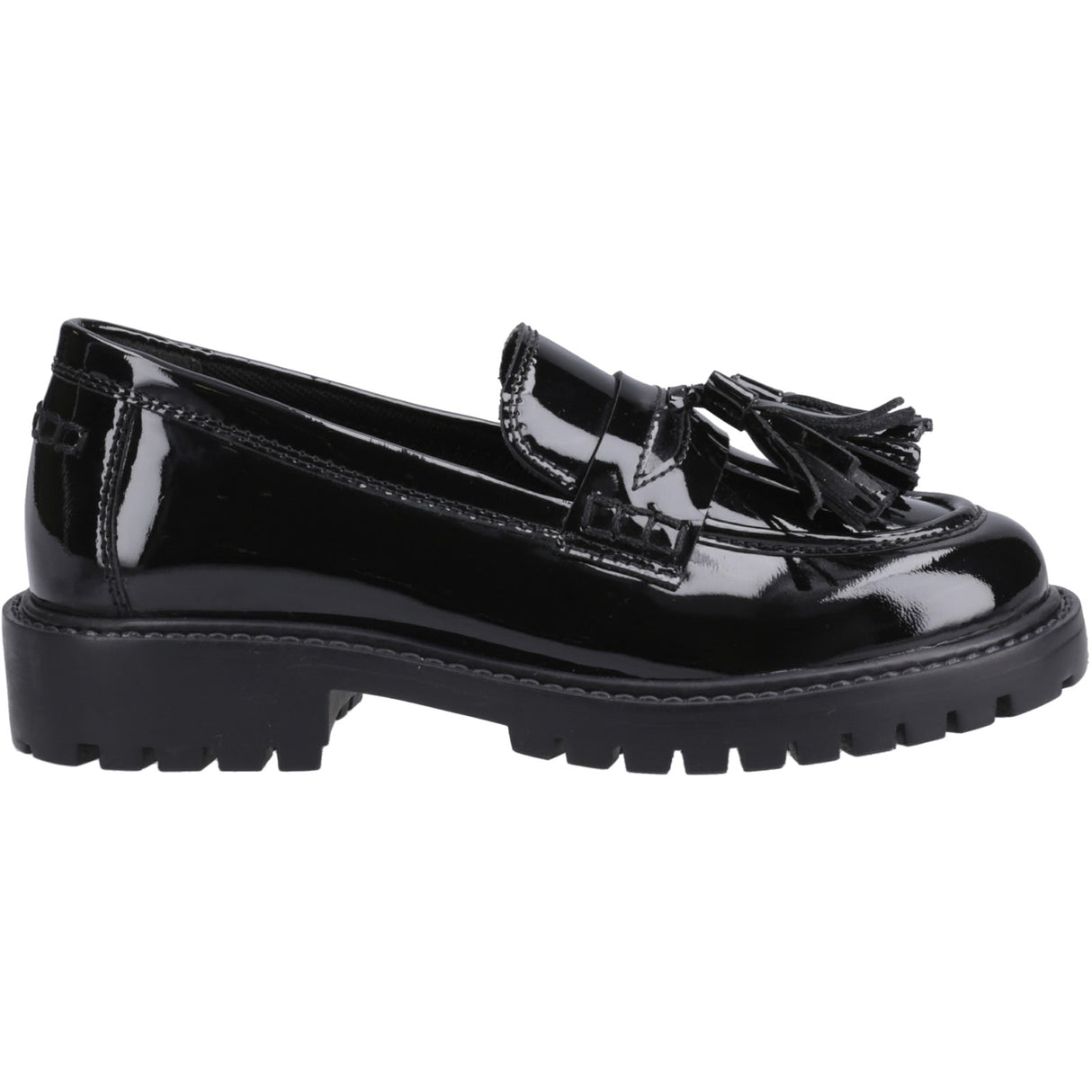 Hush Puppies Girls Abigail Patent Senior Shoe Black