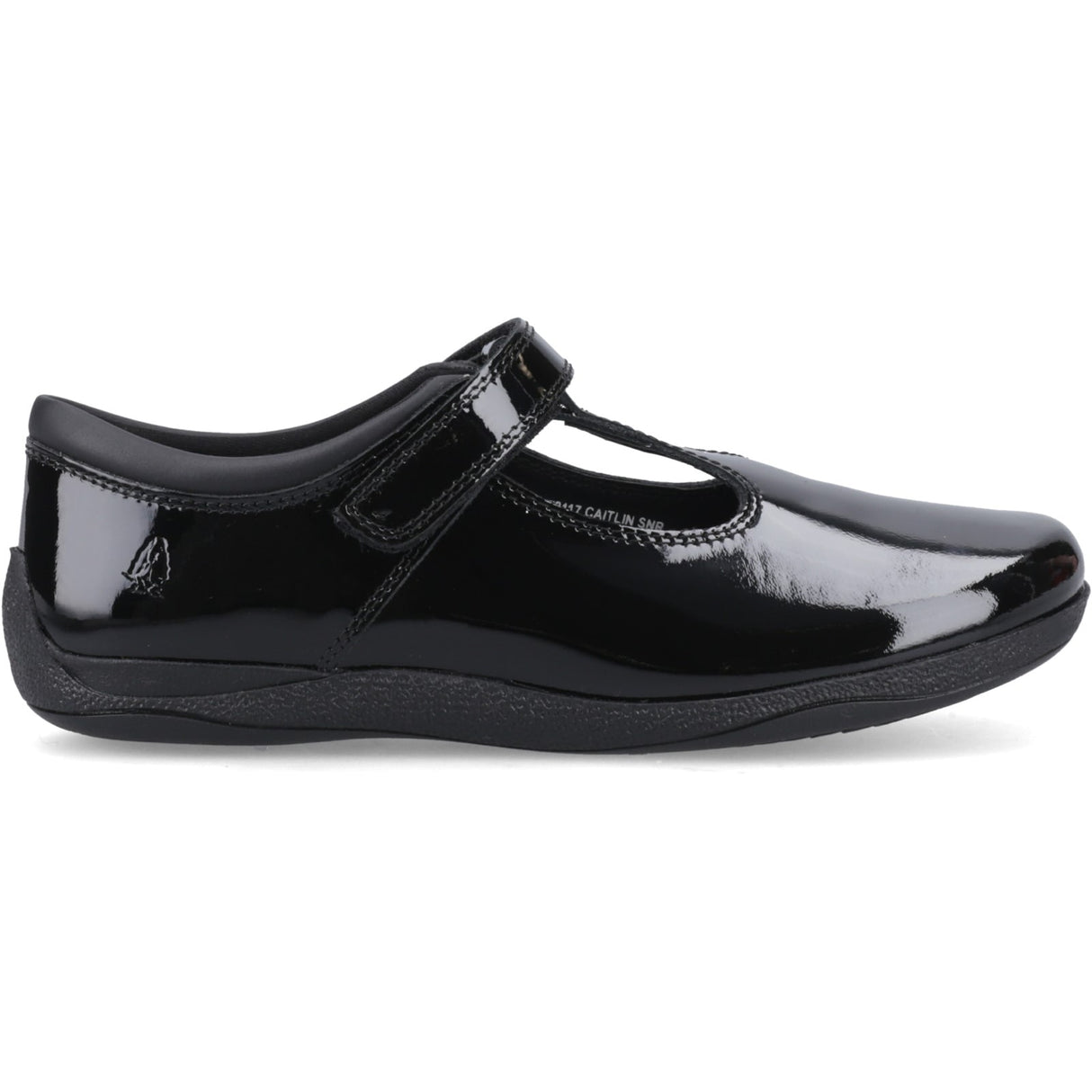 Hush Puppies Girls Caitlin T-Bar Patent Snr Black