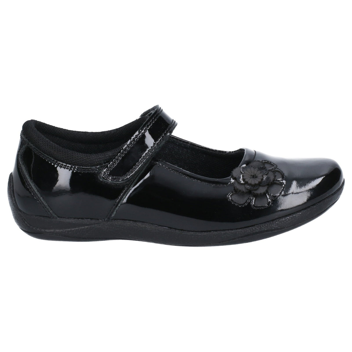 Hush Puppies Junior Girls Jessica Junior Patent School Shoe Patent Black