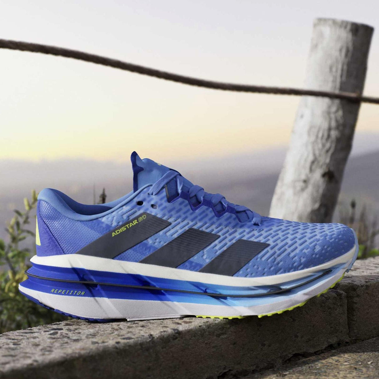 adidas Adistar BYD Mens Regular-Fit Cushioned Running Shoes