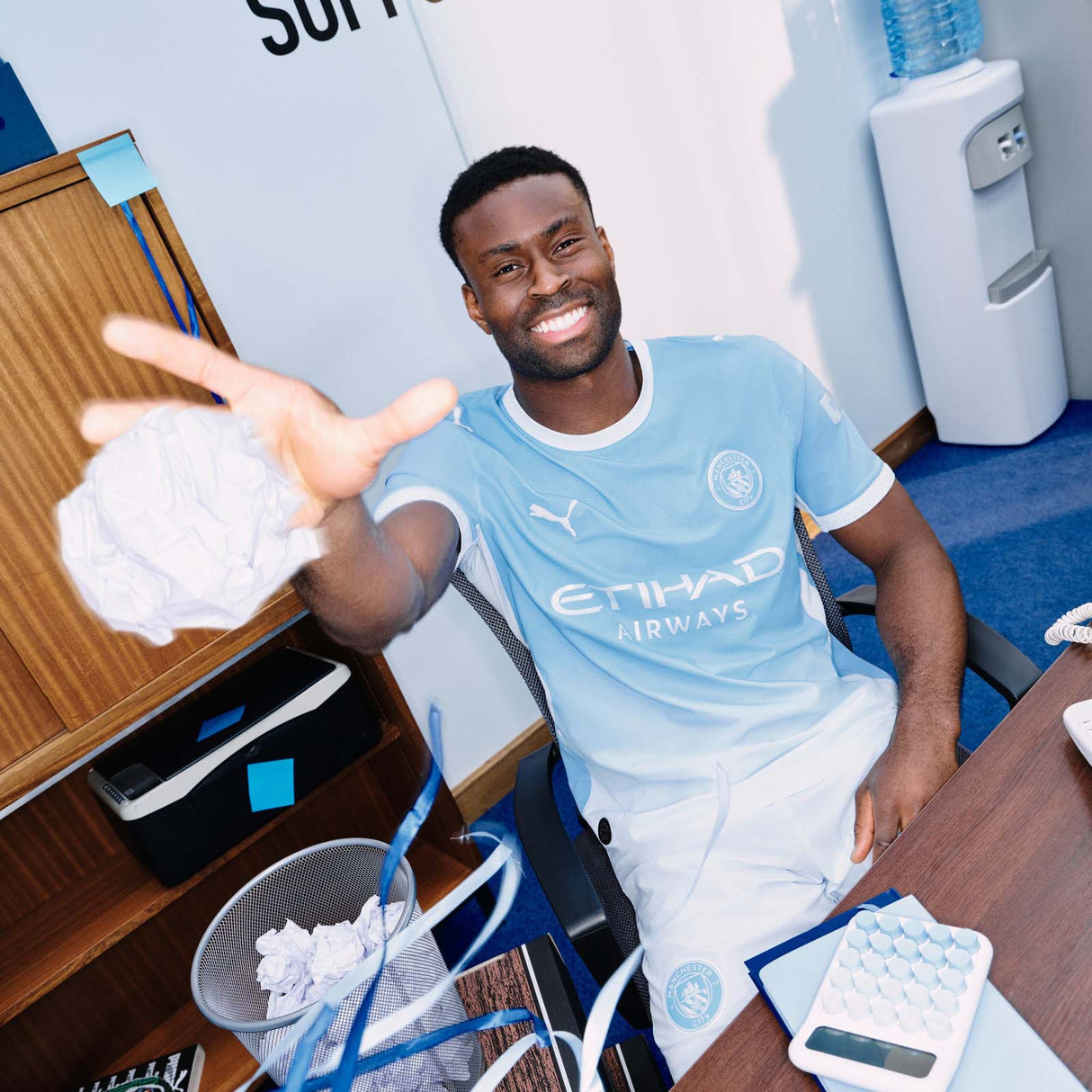 Puma MCFC 26 Kids Home Jersey Blue
