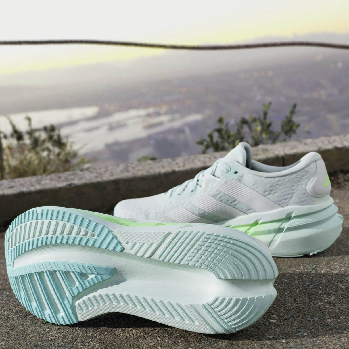 adidas Adistar 4 Womens Distance Lace Running Shoes Lifestyle Pair Sole and Inner View