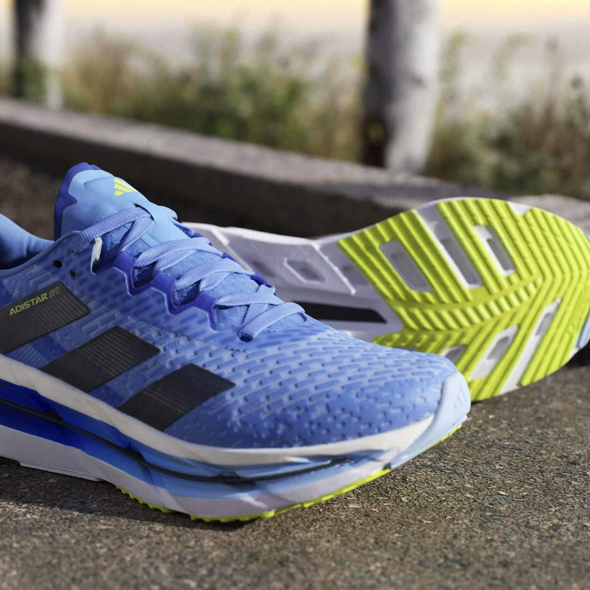 adidas Adistar BYD Mens Regular-Fit Cushioned Running Shoes