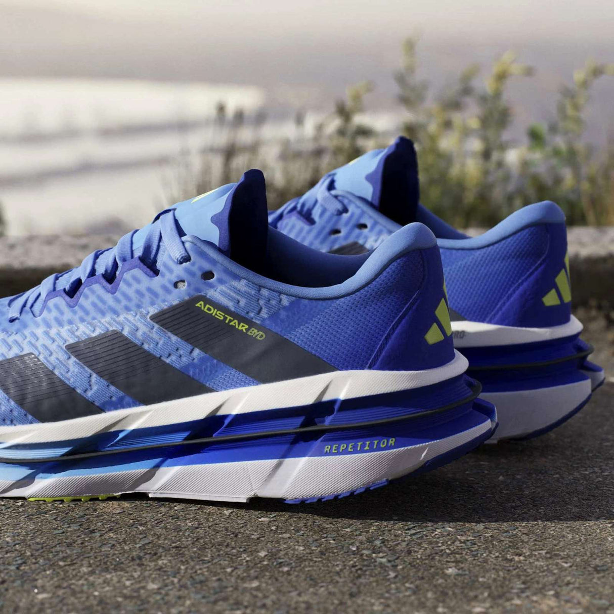 adidas Adistar BYD Mens Regular-Fit Cushioned Running Shoes