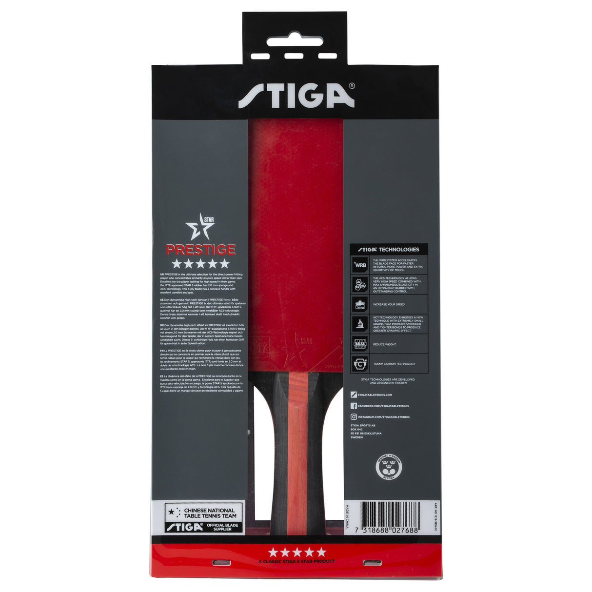 Stiga Prestige 5 Star Table Tennis Bat