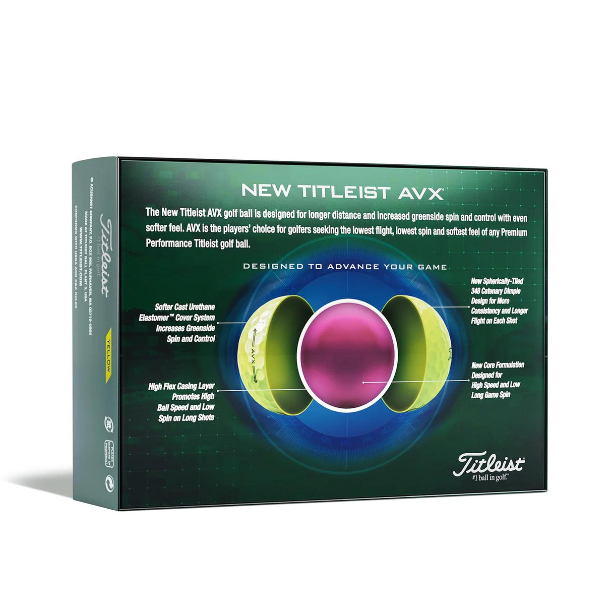 Titleist AVX Dozen Golf Balls - Yellow