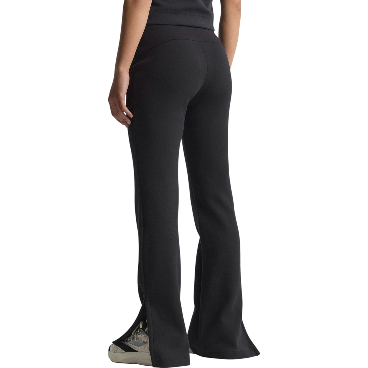 adidas All Season Womens Fleece Slim-Fit Flared Pants Model Back Side View