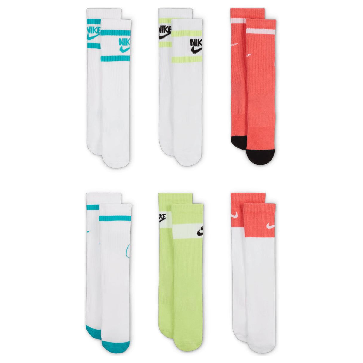 Nike Kids Cushioned Crew Sock 6pk Multi