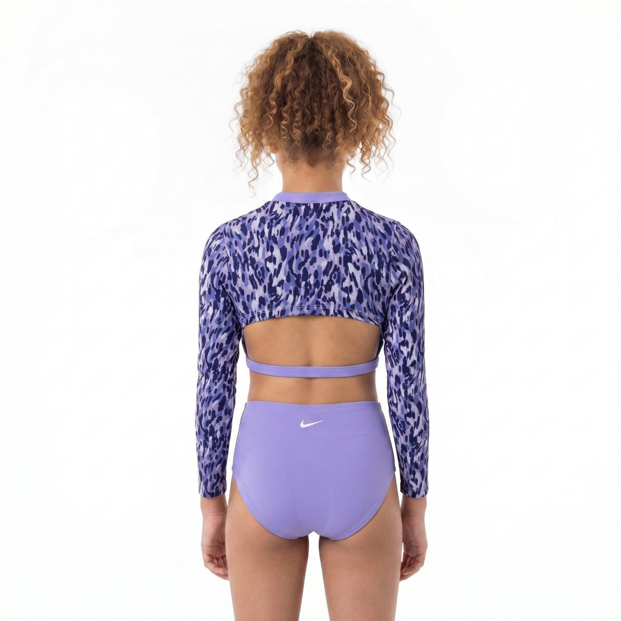 Nike Swim Running Wild Girls Long Sleeve Crop top and High Waist Set