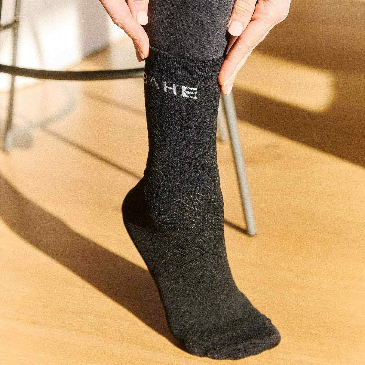 BAHE Studio Grippy Crew Socks Black