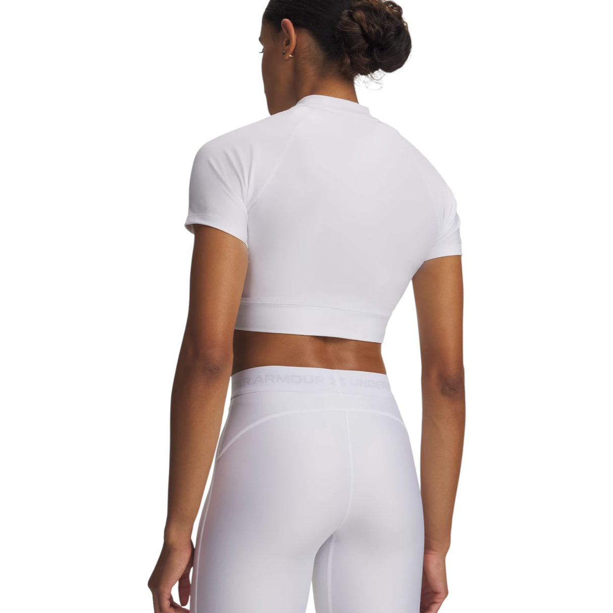 UA Womens HeatGear Crop Mock SS White