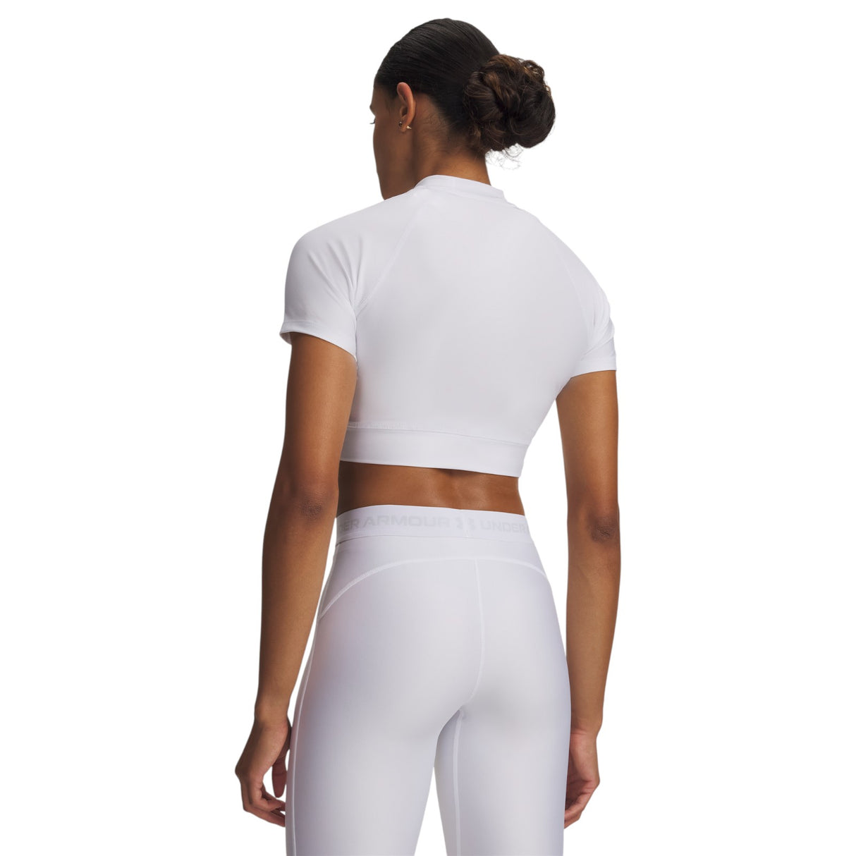 UA Womens HeatGear Crop Mock SS White