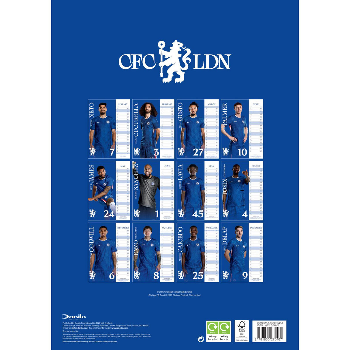 Daricia Chelsea FC 2026 Football Wall Calendar