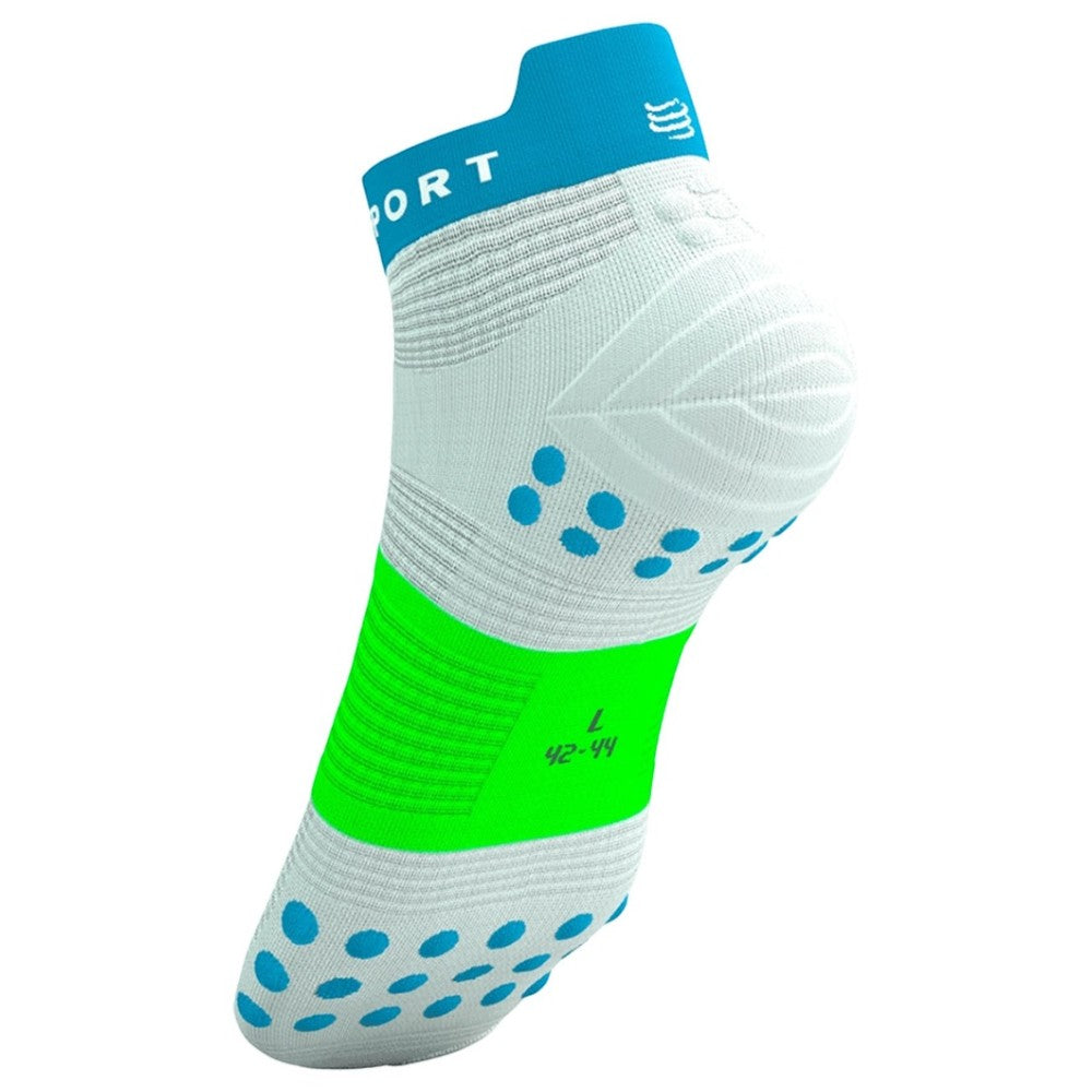 Compressport Pro Racing V4.0 Run Low Socks - White/Blue/Green