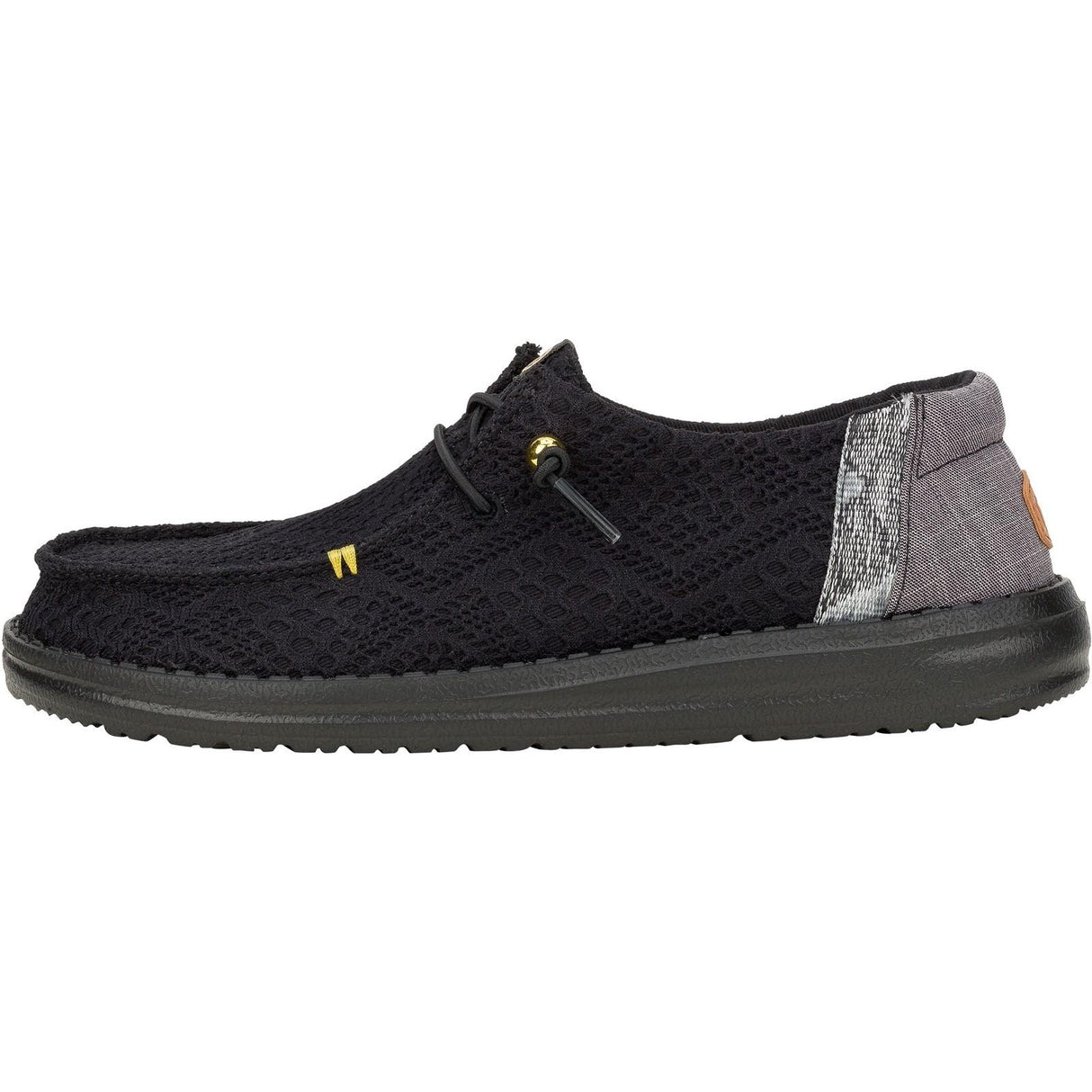 HEYDUDE Womens Wendy Boho Crochet Shoes Black