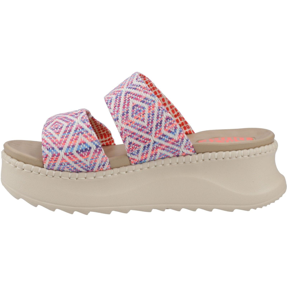 HEYDUDE Womens Delray Slide Surf Baja Sandal Blue/Pink/Multi