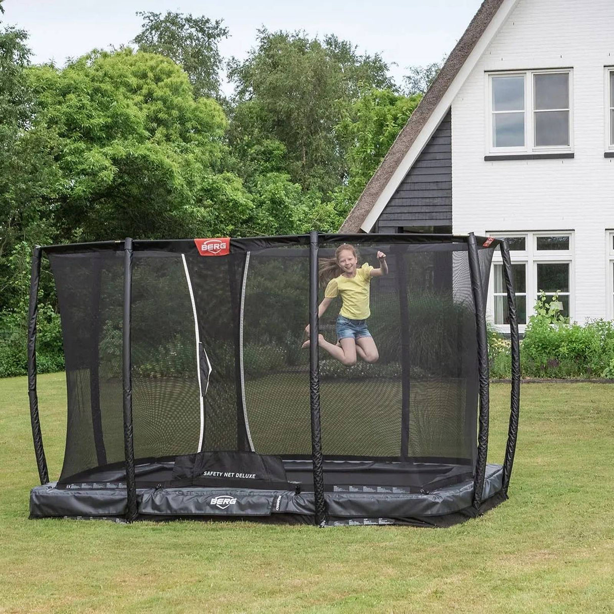 BERG Grand Champion InGround 520 Trampoline Grey + Safety Net DLX XL
