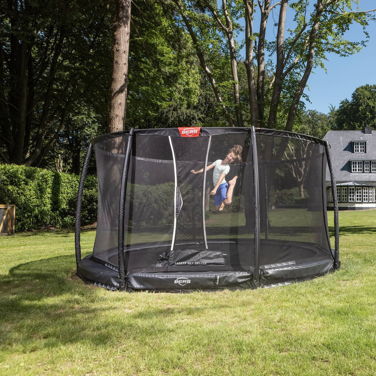 BERG Elite InGround 430 Trampoline Grey + Safety Net Deluxe