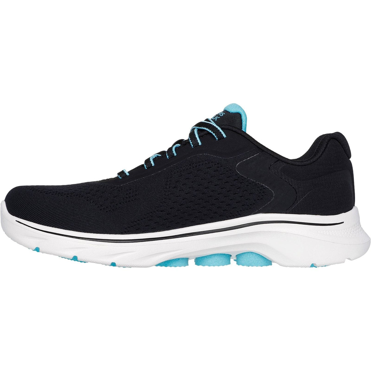 Skechers Womens GO WALK 7 - Cosmic Waves Trainers Black/Turquoise