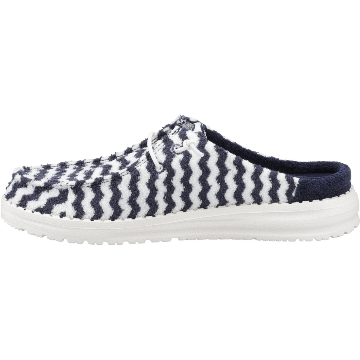 HEYDUDE Womens Wendy Slip Terry Stripe Mule Navy Blazer/Egret