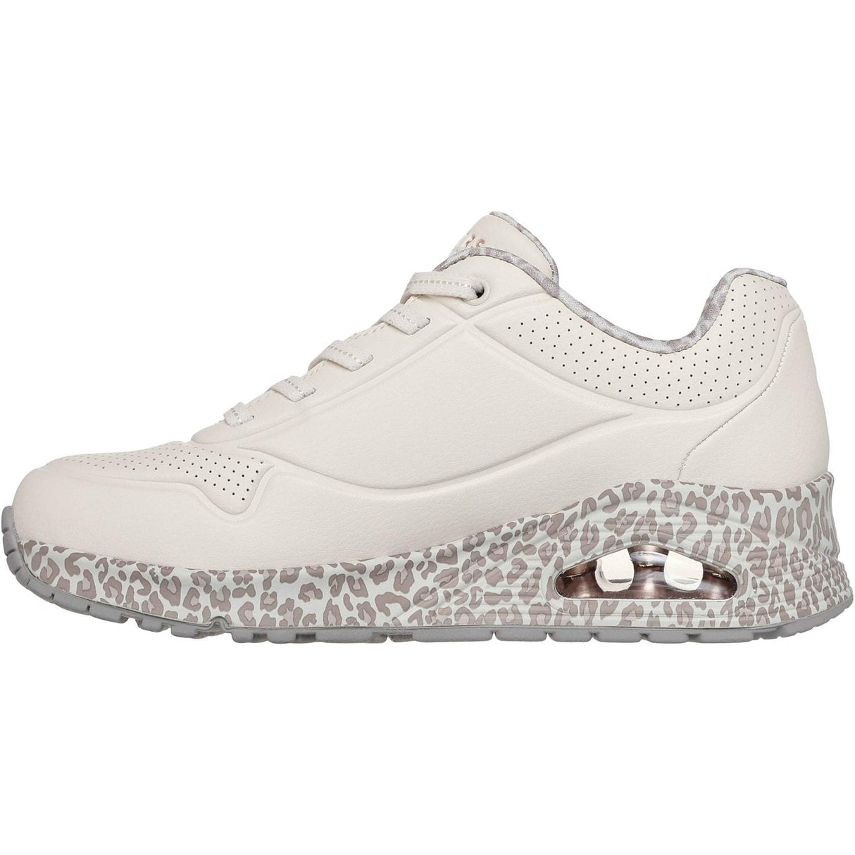 Skechers Womens Uno Safari Time Trainers White/Leopard