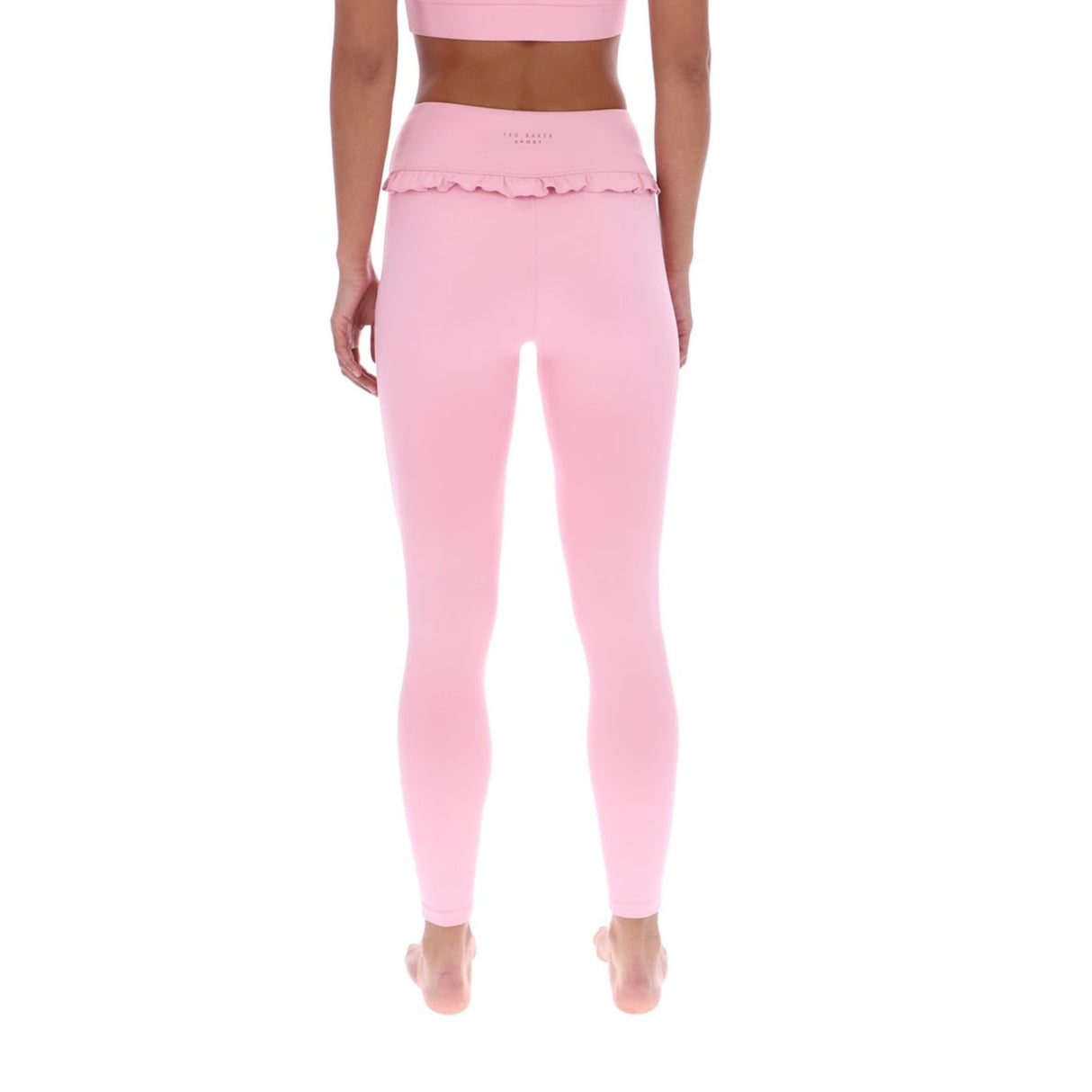 Ted Baker Sport Womens AGNES Comfort Ruffle Yoga Leggings Pale Pink
