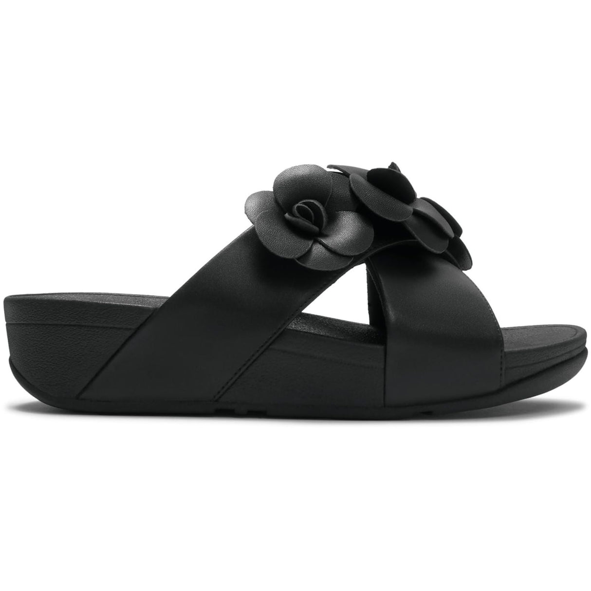 Fitflop Womens Lulu Flower Cross Slides Black