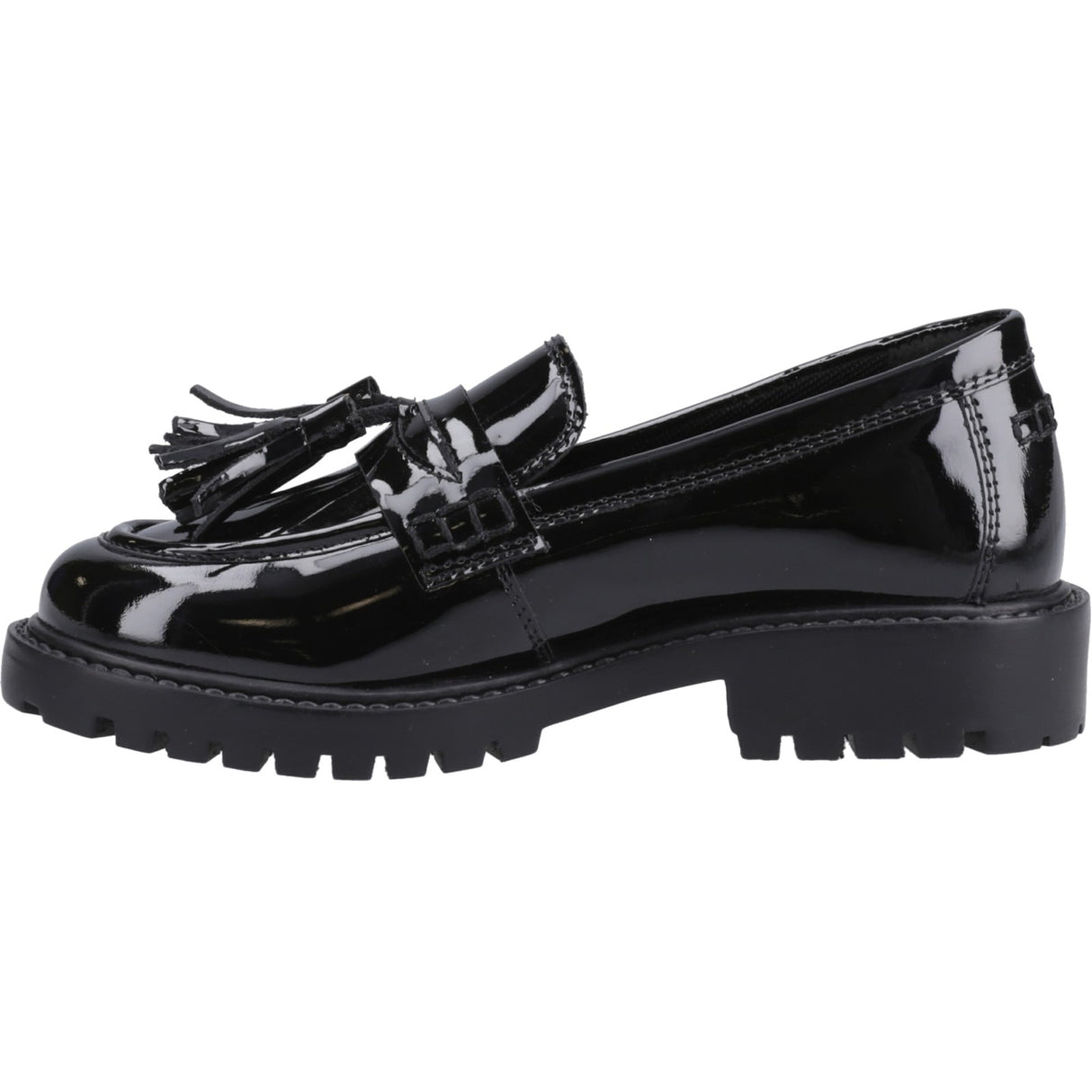 Hush Puppies Girls Abigail Patent Senior Shoe Black
