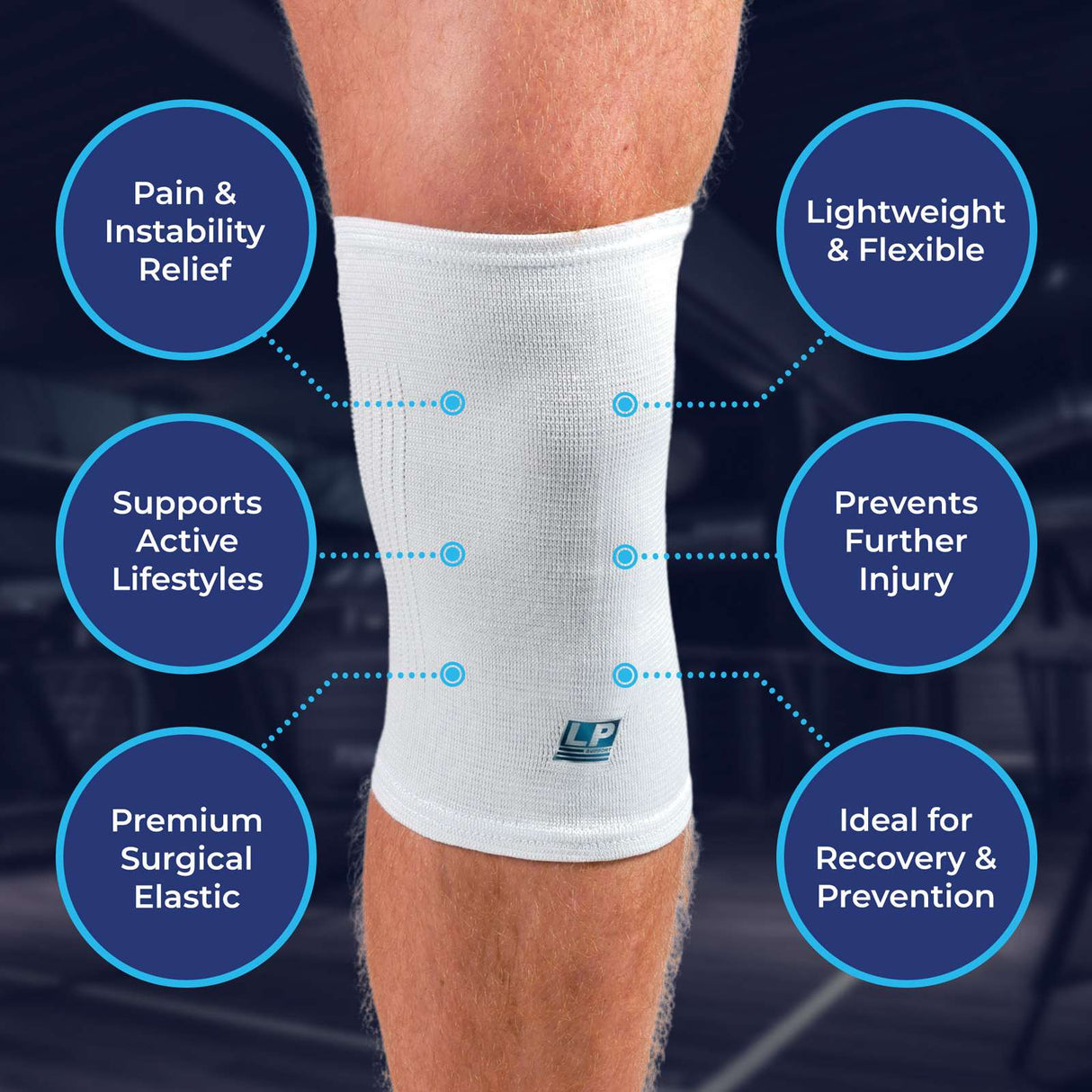 LP Elasticated Knee Support White