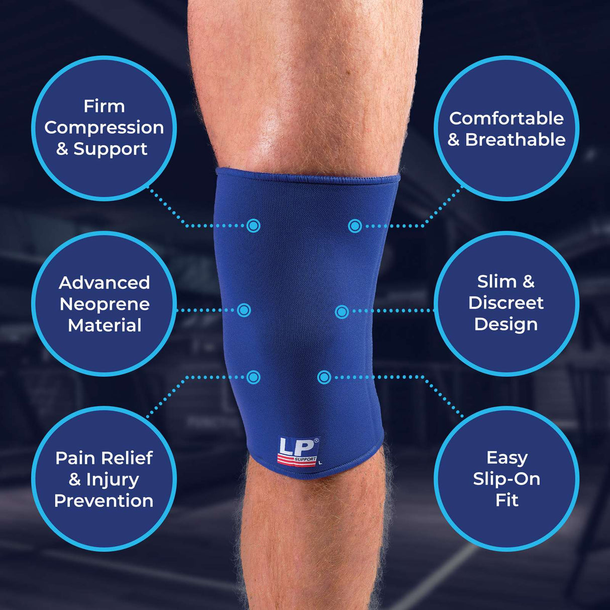 LP Neoprene Knee Support Closed Blue