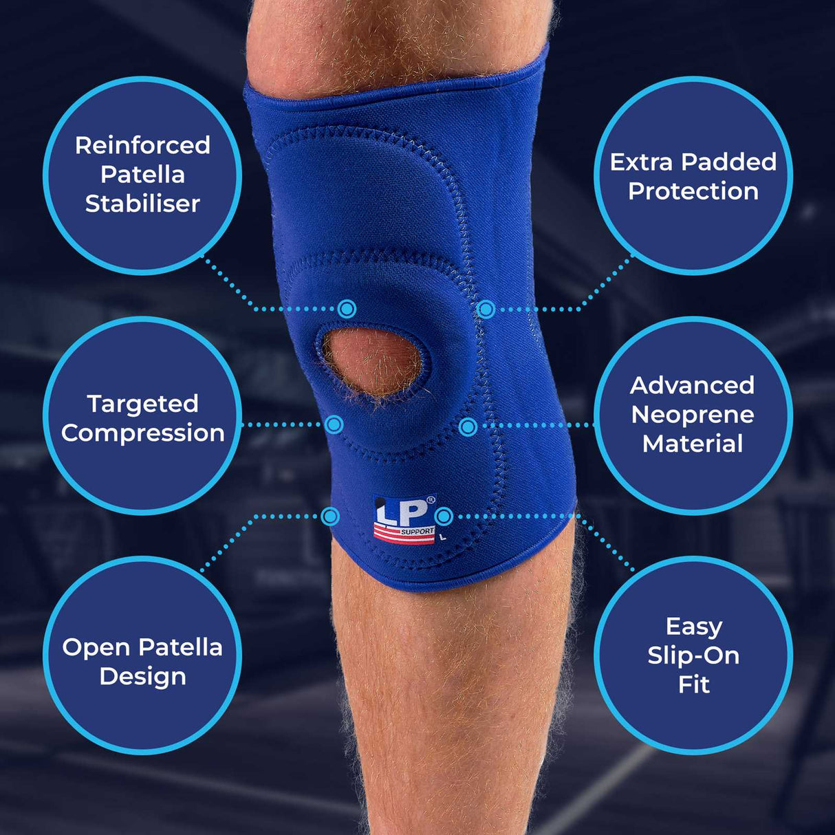 LP Neoprene Knee Support Open Blue