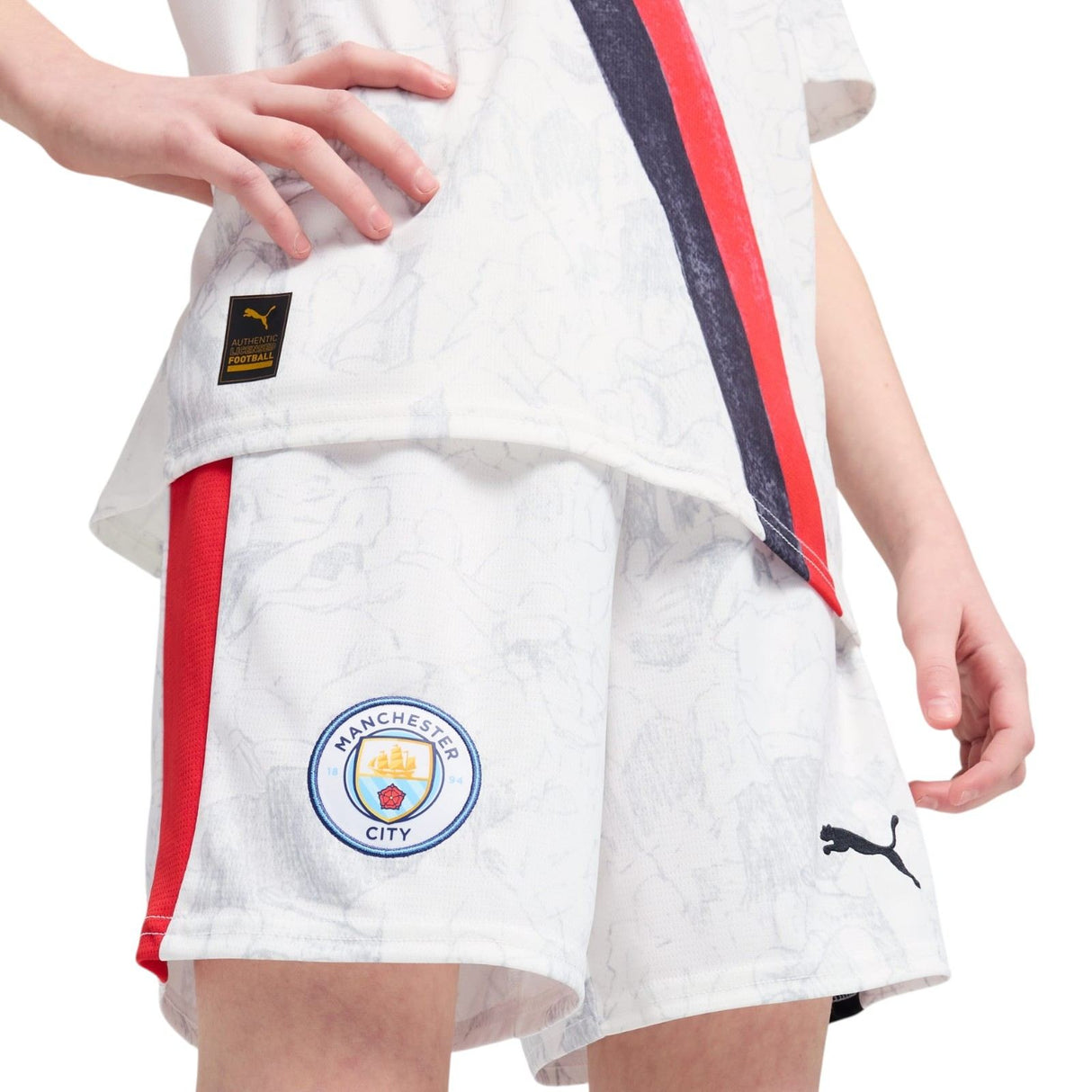 Puma Kidsuper x Manchester City Football 2025/26 Kids Short Model Close-Up Front View