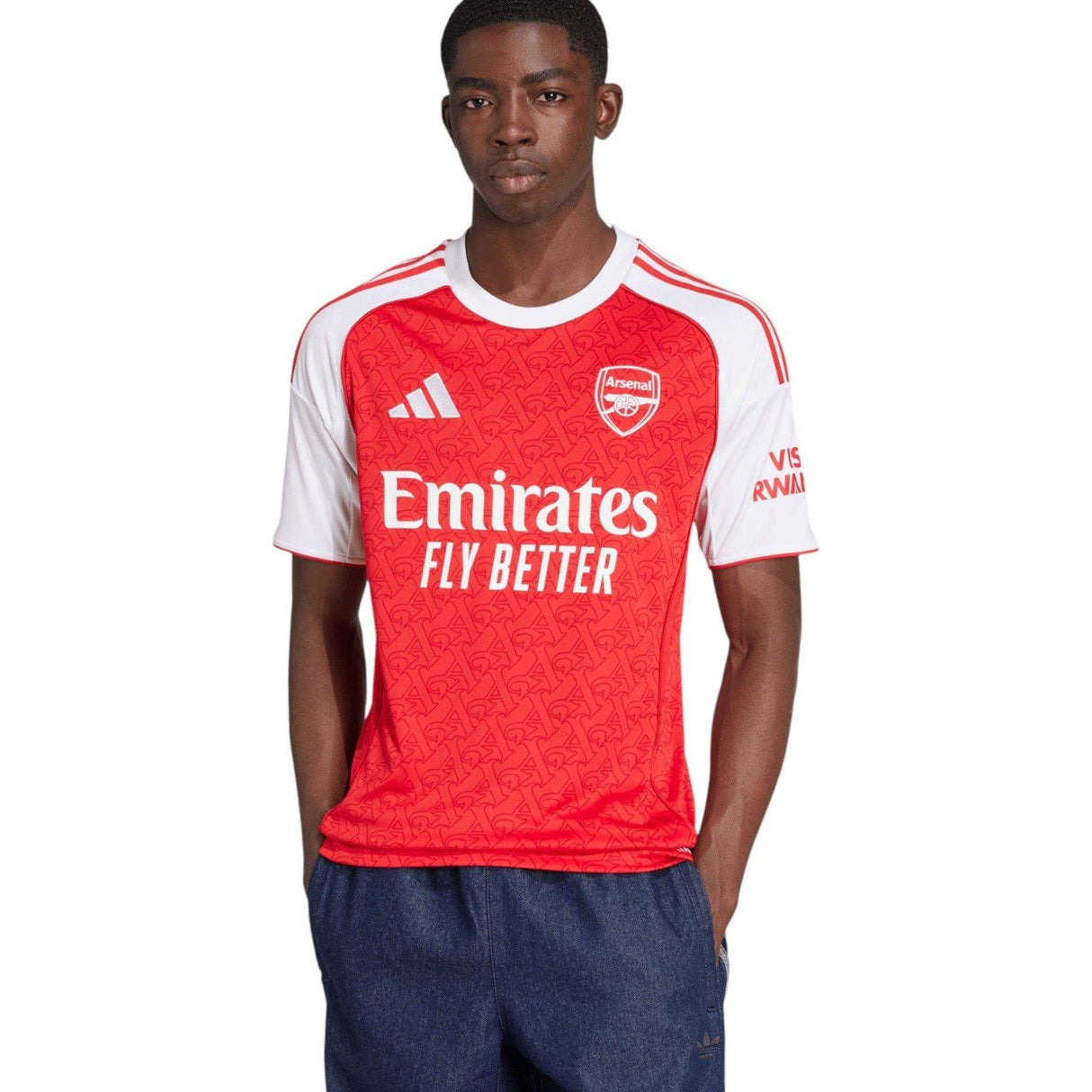 adidas Arsenal Football 2025/26 Mens Short Sleeved Home Jersey Model Front View