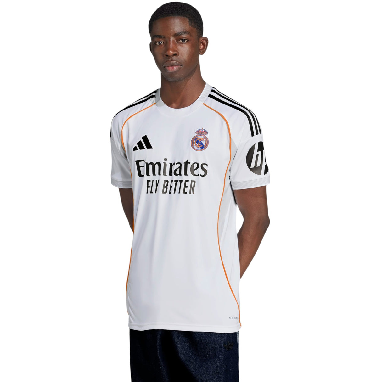 adidas Real Madrid Football 2025/26 Adults Short Sleeved Home Jersey Model Front View