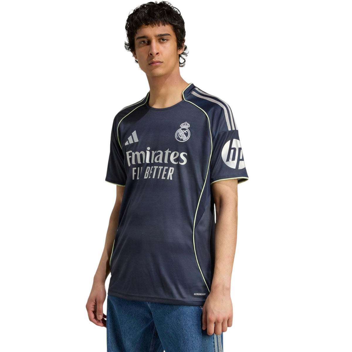 adidas Real Madrid Football 2025/26 Adults Short Sleeved Away Jersey Model Front Side View