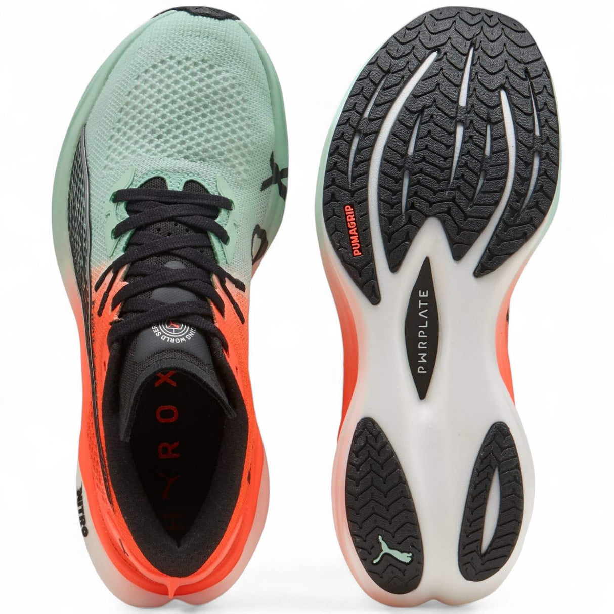 Puma x Hyrox Deviate Nitro 3 Womens Race Running Shoes Top and Sole Full View