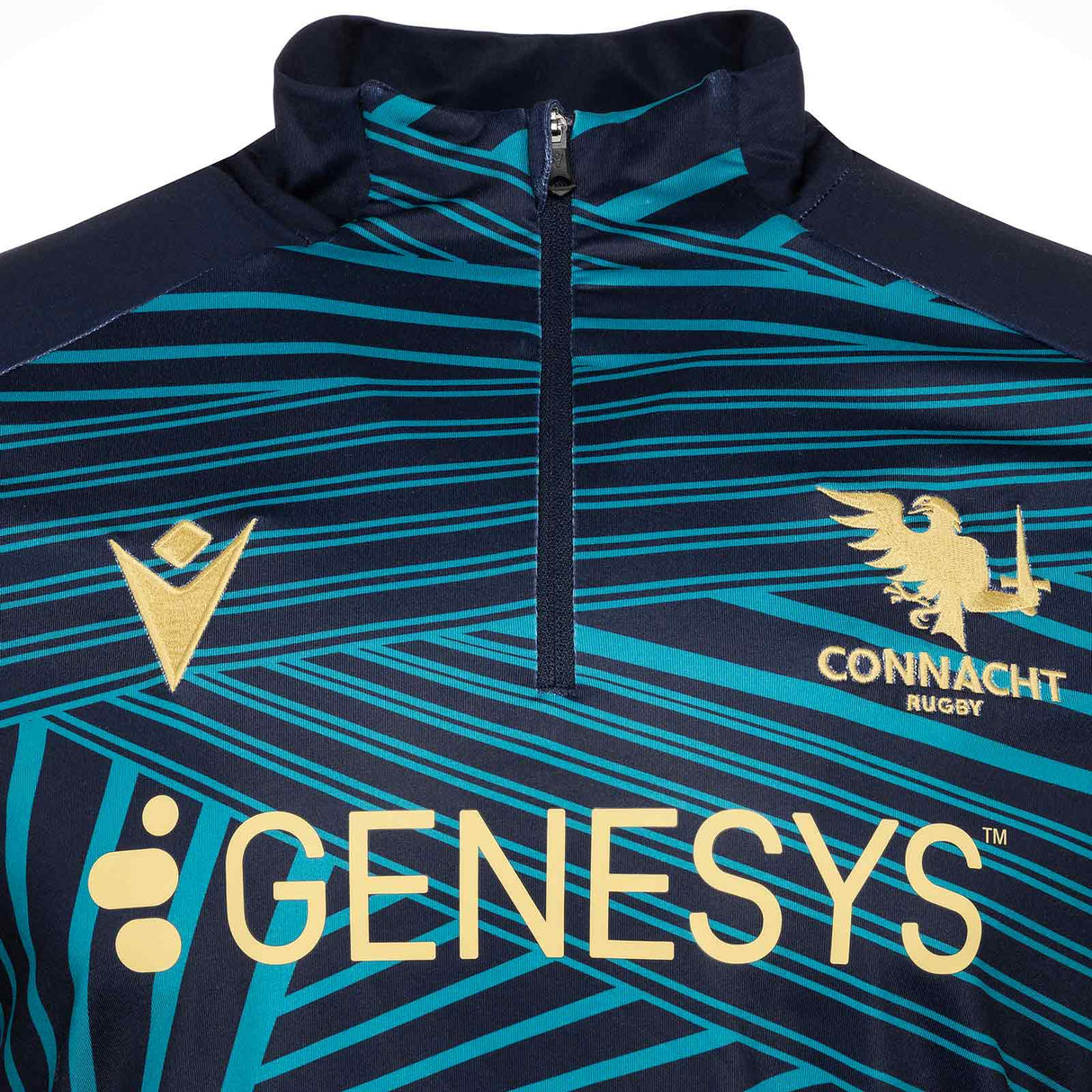 Macron Connacht Rugby 2025/26 Mens Warm-Up Training Top Close-Up Front View