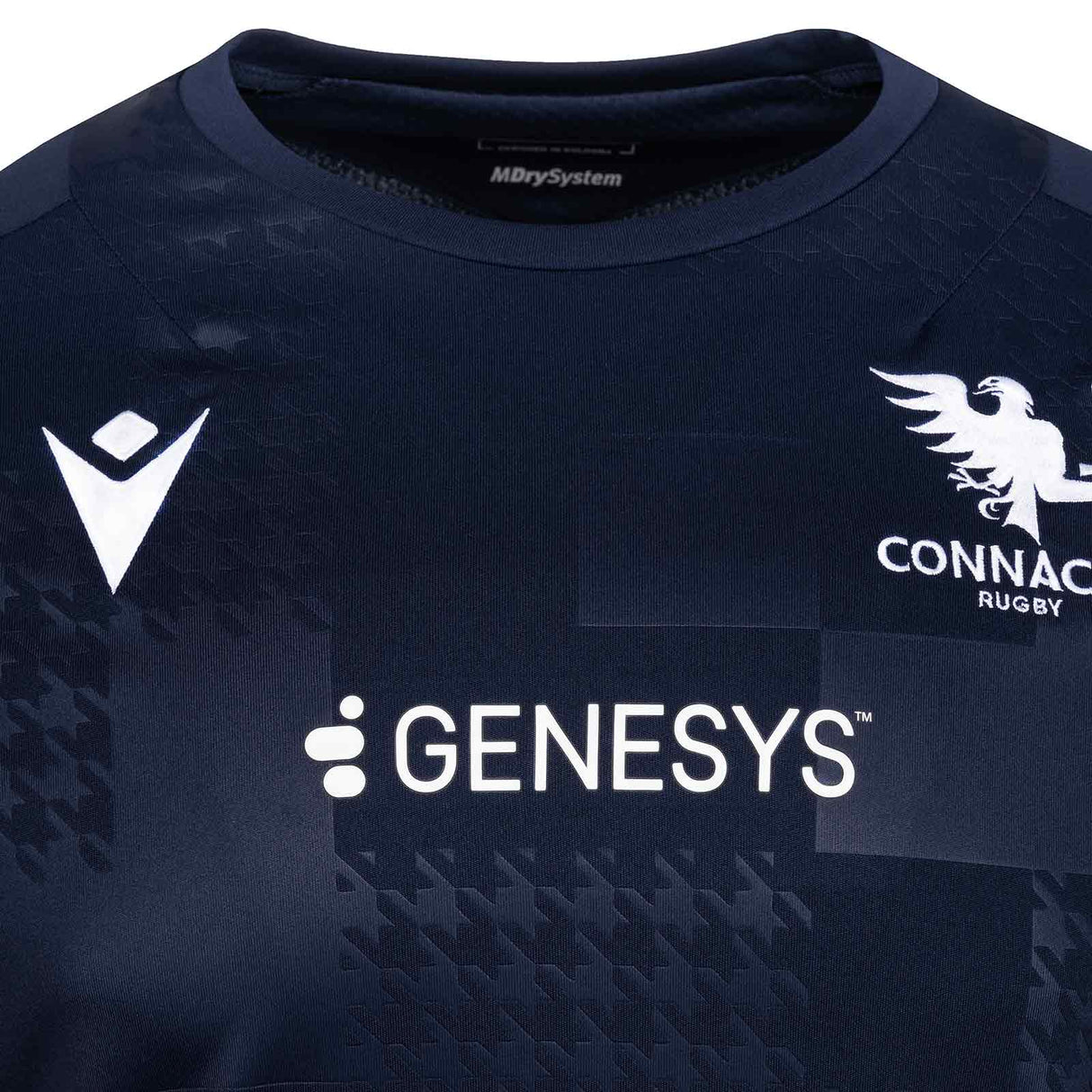 Macron Connacht Rugby 2025/26 Kids Short Sleeved Training T-Shirt Close-Up Chest View