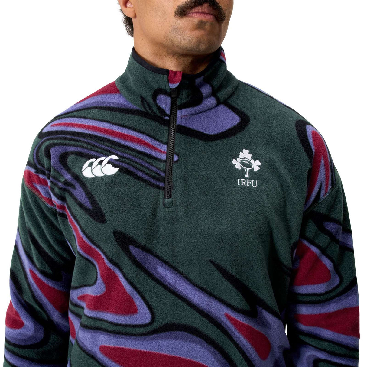 Canterbury Ireland IRFU Rugby Mens Half-Zip Retro Fleece