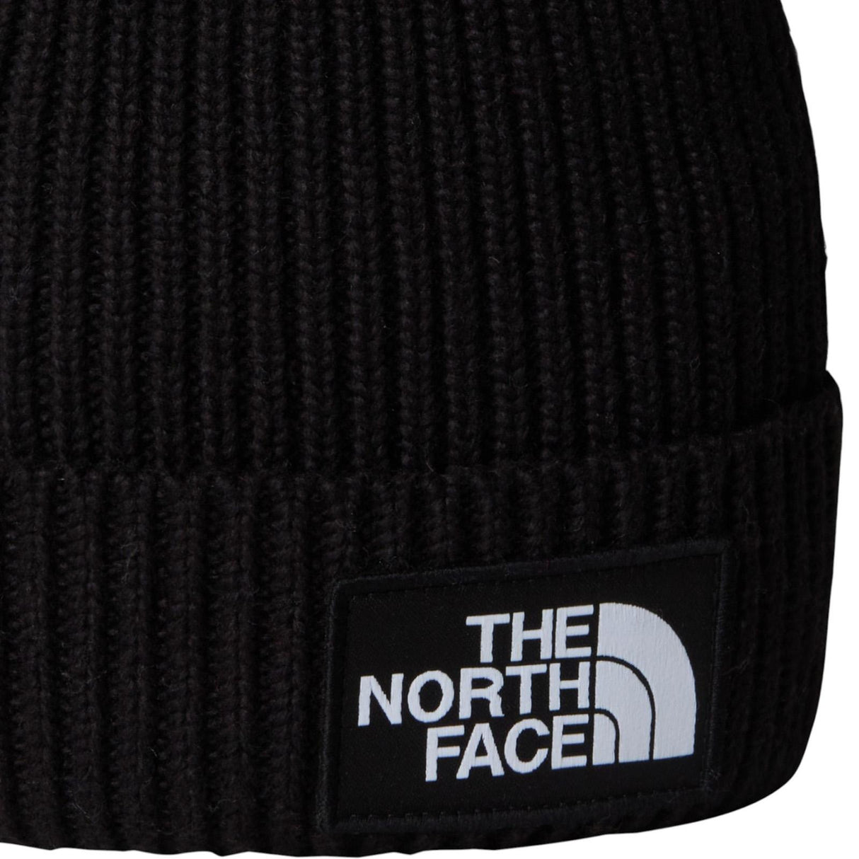 TNF Logo Box Cuffed Kids Beanie Black