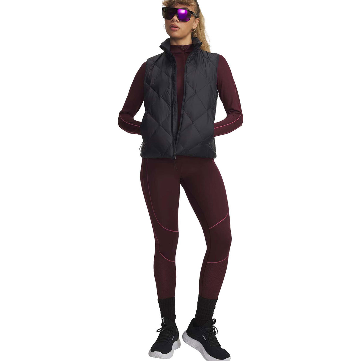 UA Wms ColdGear Novelty Legging Maroon