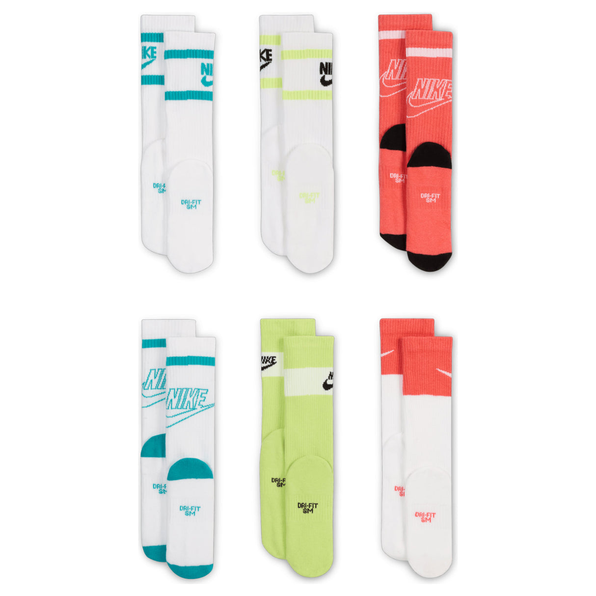 Nike Kids Cushioned Crew Sock 6pk Multi