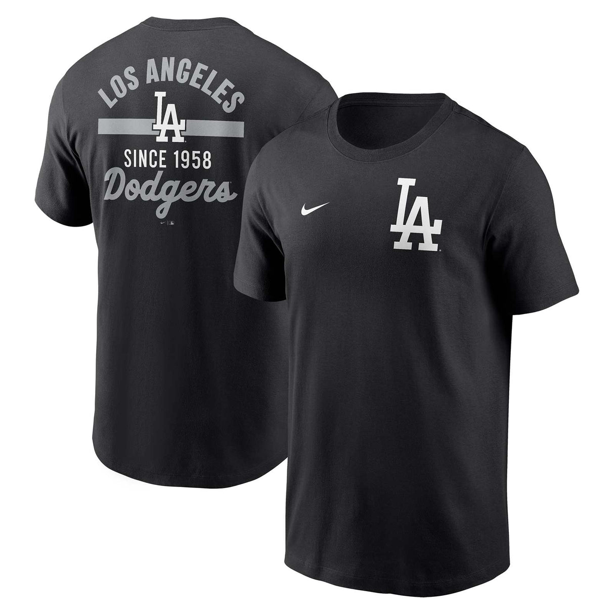 Nike Los Angeles Dodgers 2-Hit Cotton T-Shirt - Front and Back