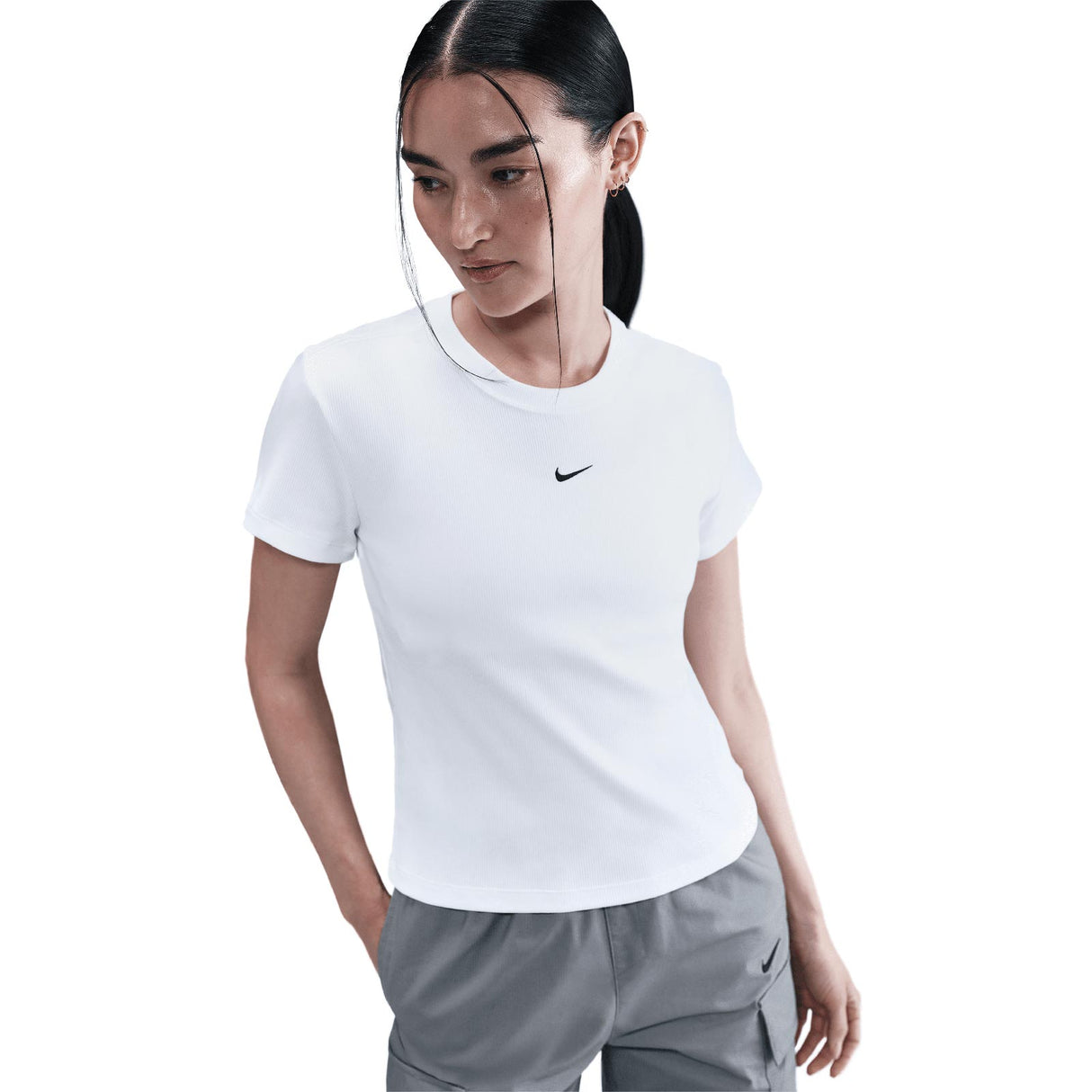 Nike W NSW RIB TGHT SS TEE White