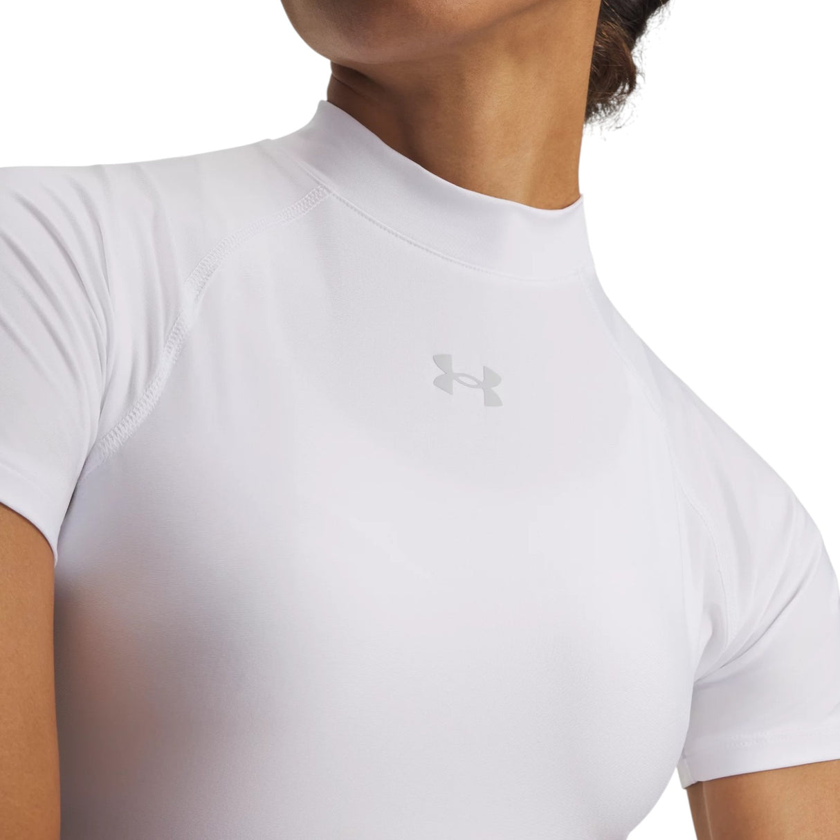 UA Womens HeatGear Crop Mock SS White
