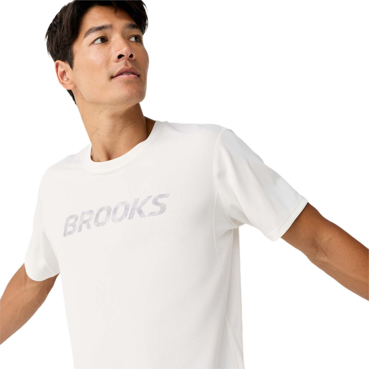 Brooks Mens Dash Reflect Short Slv Beige