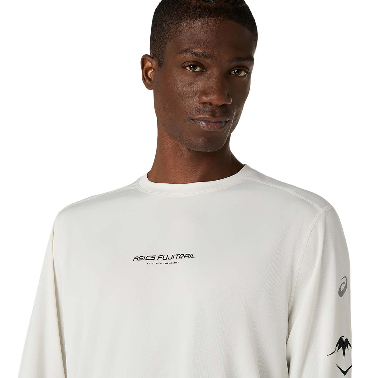 Asics Mens Fujitrail Logo LS Top White