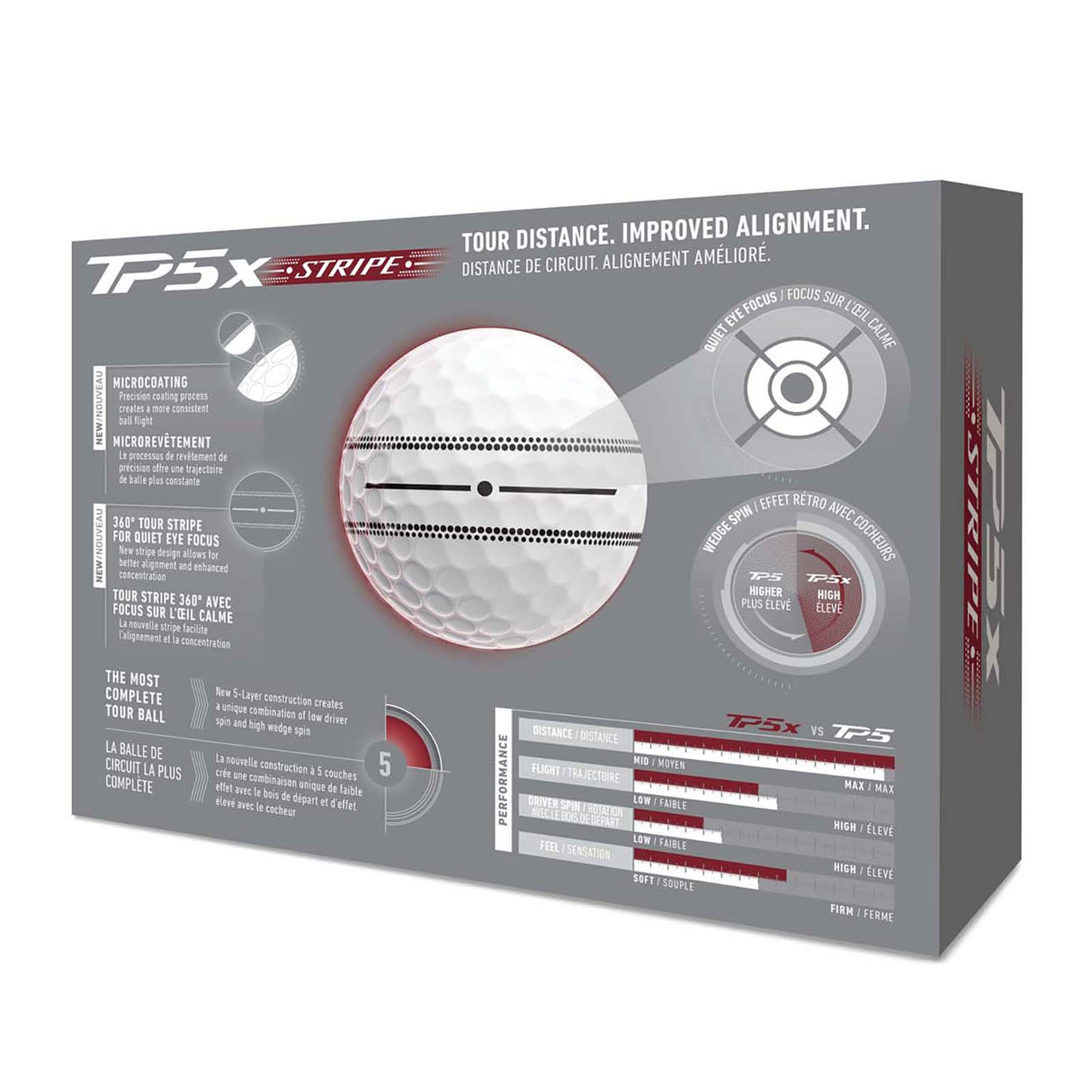 Taylormade TP5X Stripe 26 Golf Ball Wht