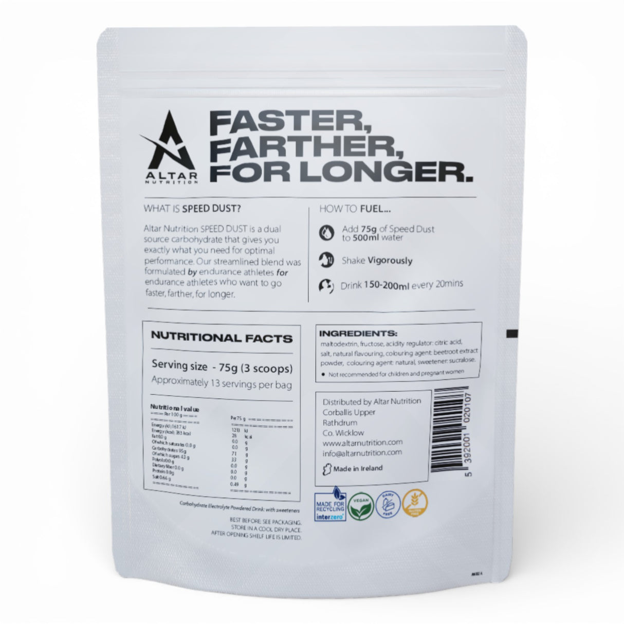 Altar Nutrition Speed Dust Dual Source Carbohydrate - 1kg