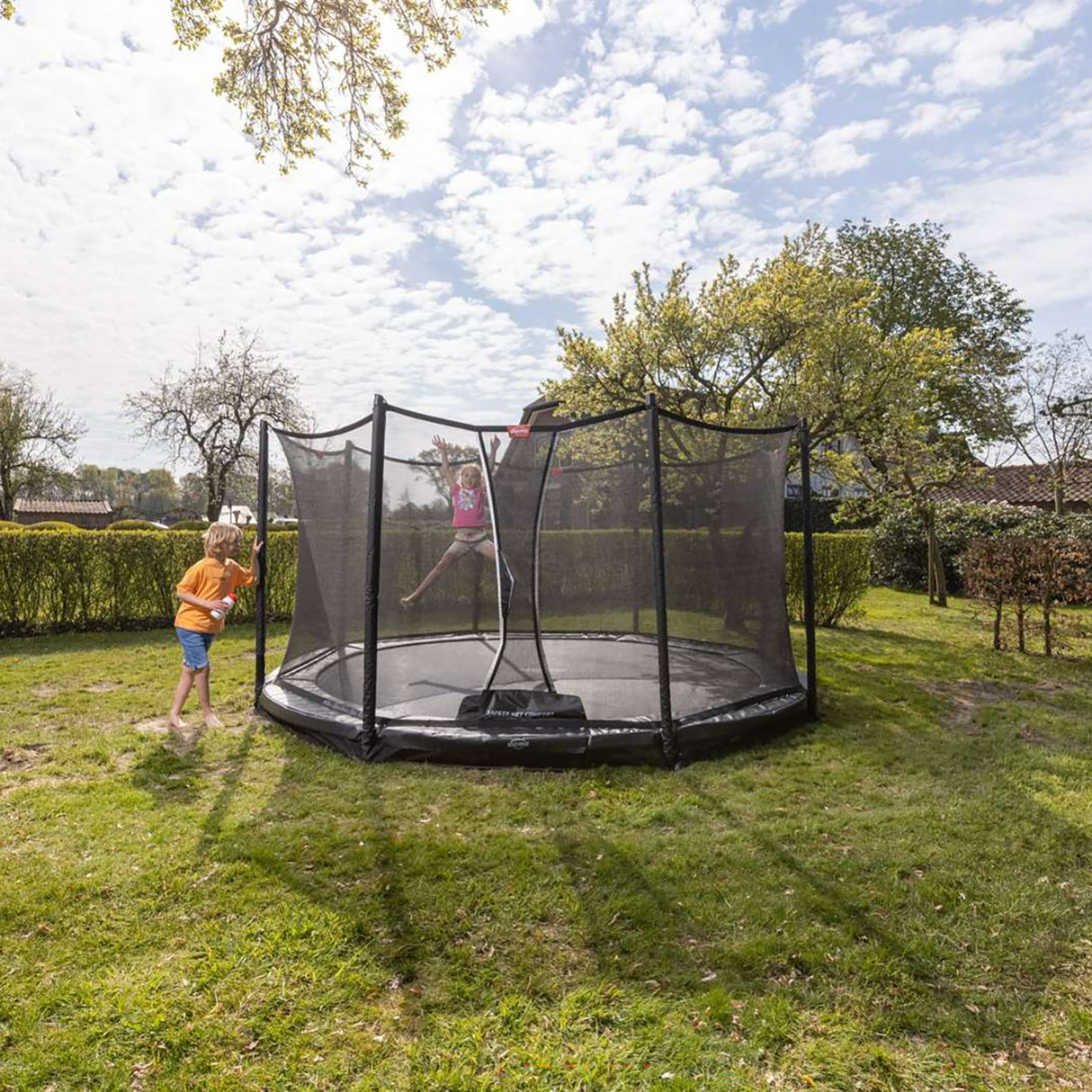BERG Favorit InGround 430 Trampoline Grey + Safety Net Comfort
